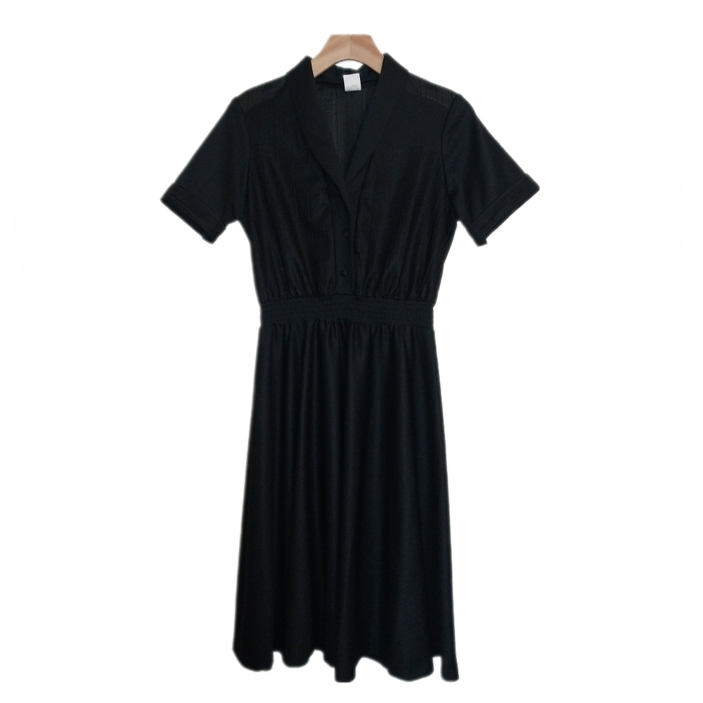 VTG Black Sears Short Sleeve Shirtwaist Dress
